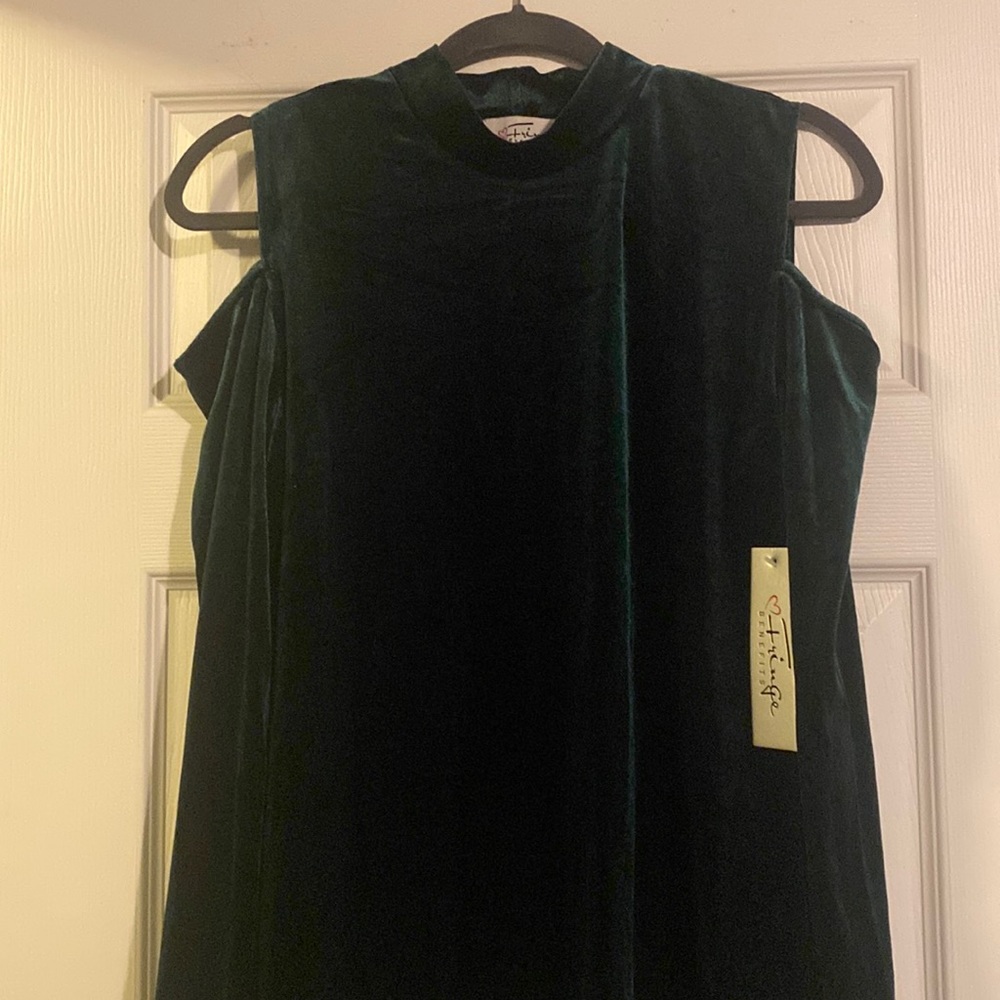 NWT Green Velvet Cold Shoulder Holiday Top